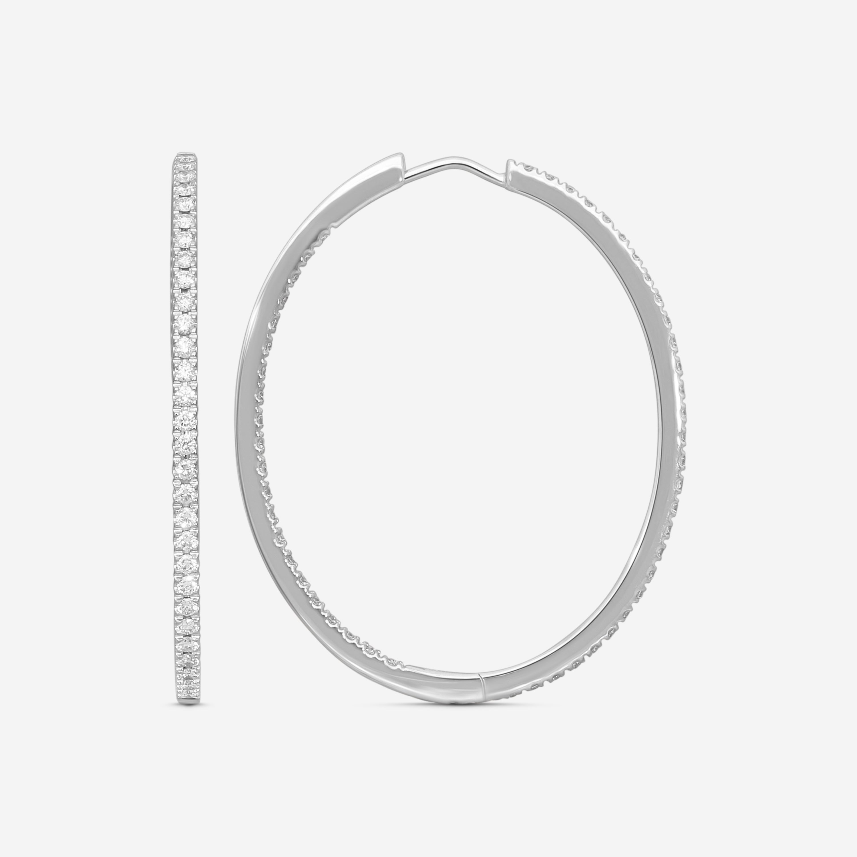 Mémoire 18K White Gold Diamond Hoop Earrings MOHE-0150AW - THE SOLIST
