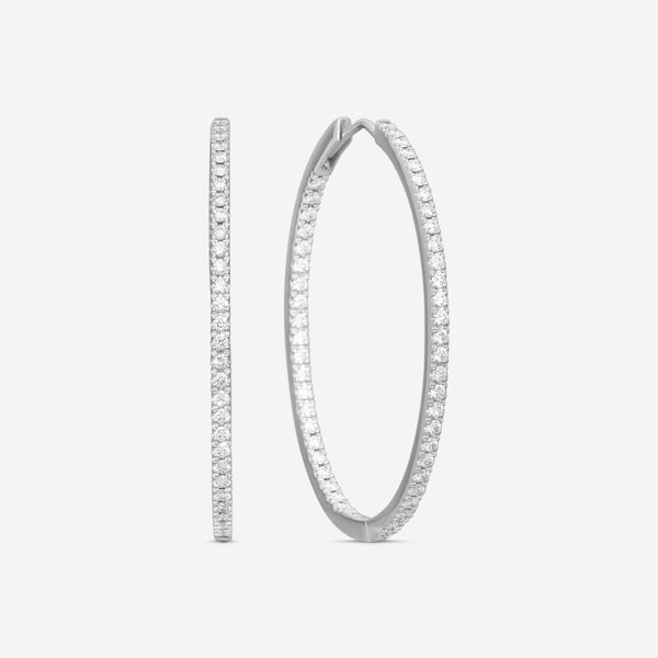 Mémoire 18K White Gold Diamond Hoop Earrings MOHE-0150AW - THE SOLIST