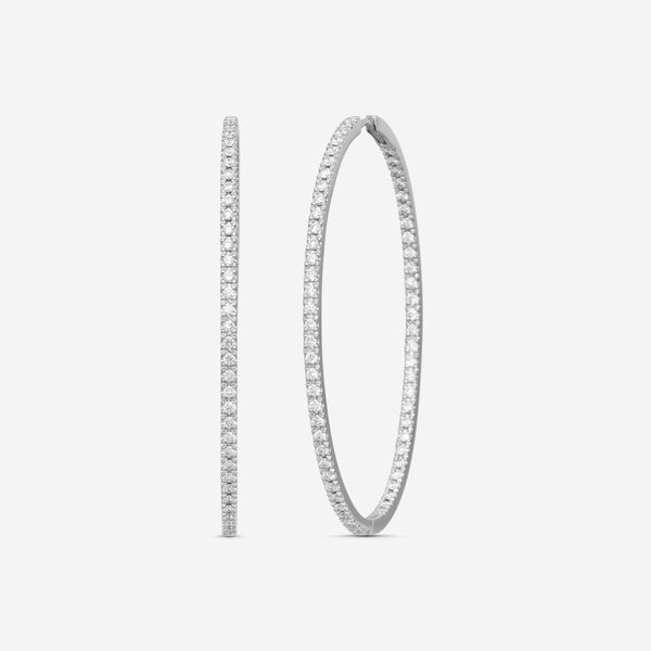 Mémoire 18K White Gold Diamond Hoop Earrings MOHE-0200TW