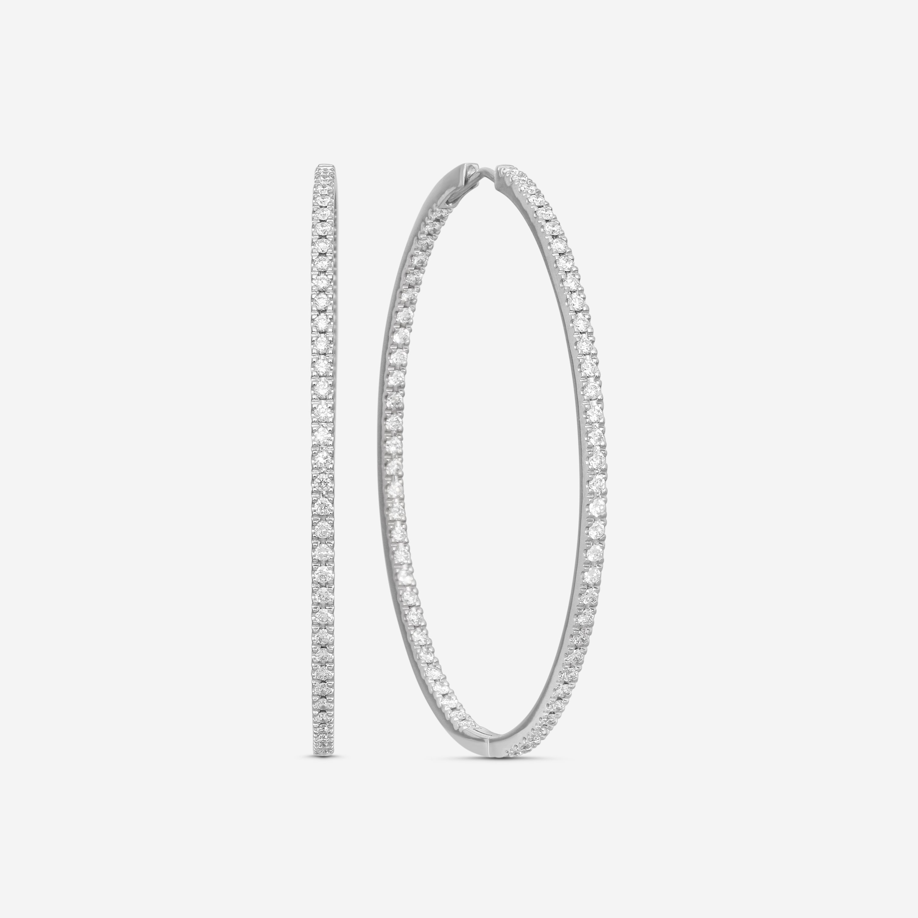 Mémoire 18K White Gold Diamond Hoop Earrings MOHE-0200TW