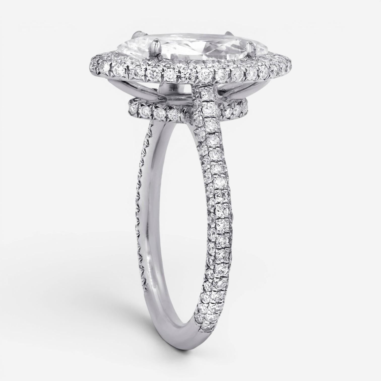 Diana M. Jewels Marquise Cut Halo Platinum Diamond Engagement Ring Sz. 6 MQ370