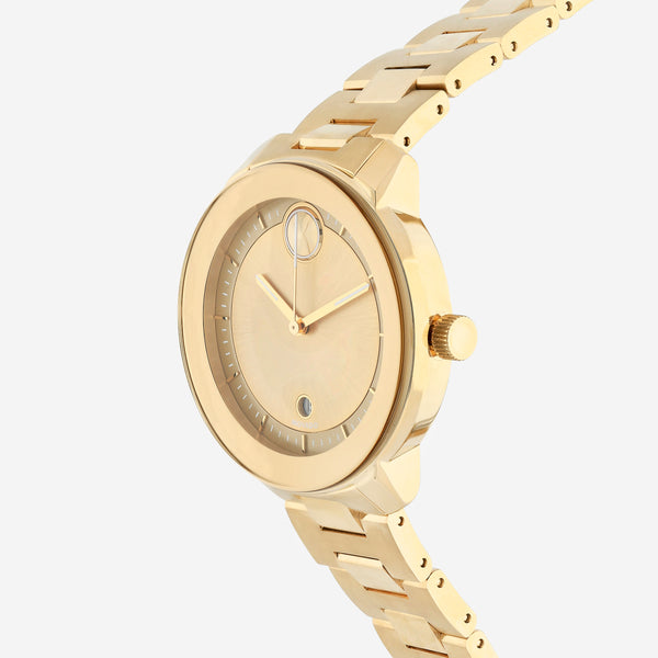 Movado BOLD Verso Stainless Steel Yellow Gold Toned Quartz Unisex Watch 3600750