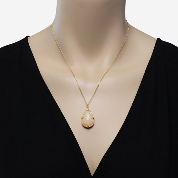 Amáli One of a Kind 18K Yellow Gold, Ethiopian Opal Pendant Necklace N-2312-OP - THE SOLIST