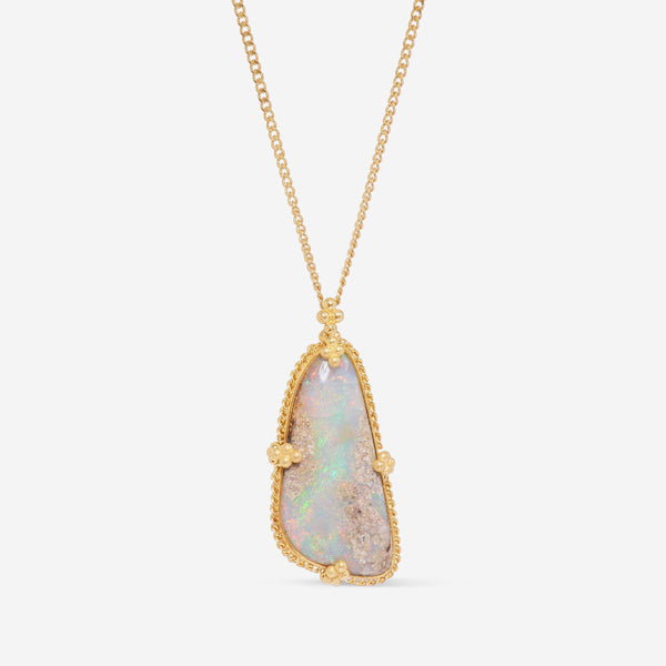 Amáli One of a Kind 18K Yellow Gold, Opalized Wood Pendant Necklace N-2684-OPW - THE SOLIST