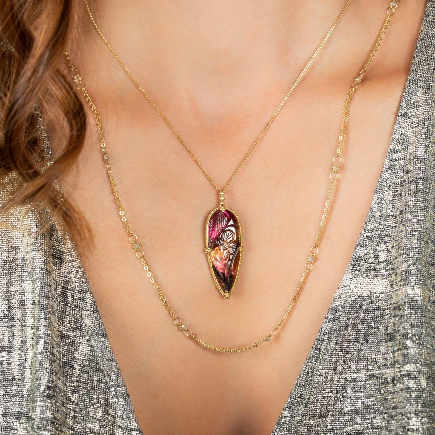 Amáli One of a Kind 18K Yellow Gold Tourmaline Pendant Necklace N-2717-TOUR