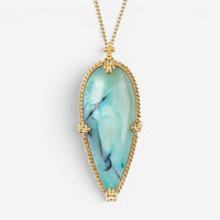 Amáli One of a Kind 18K Yellow Gold Opal Petrified Wood Pendant Necklace N-3782