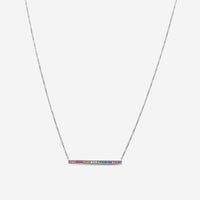 Sydney Evan Black 14K Blackened Gold Pave Rainbow Bar Pendant Necklace N29230MC-B16T