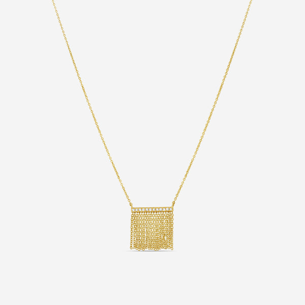 Sydney Evan Fringe Short Bar 14K Yellow Gold Diamond Pendant Tassel Necklace N30688-Y20