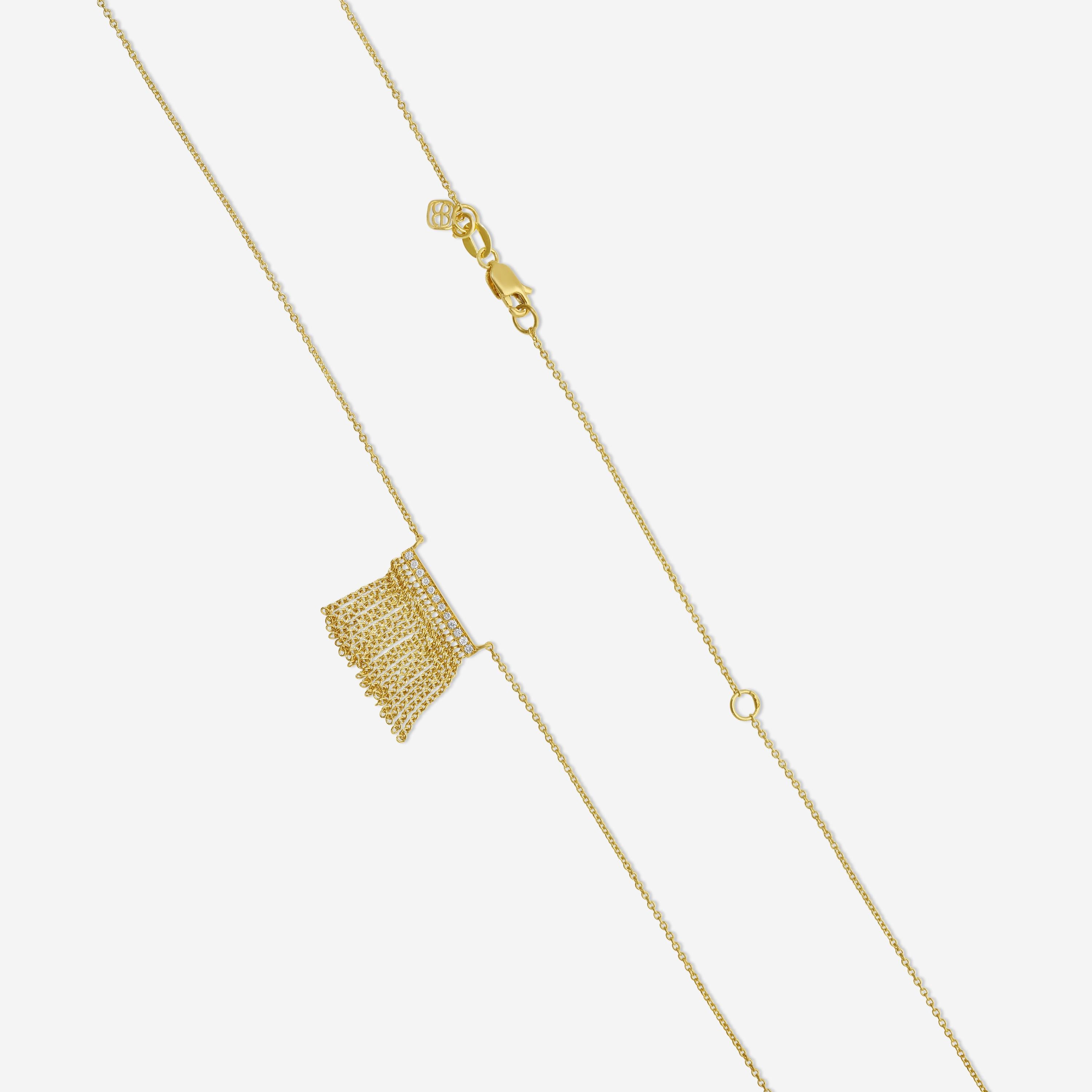 Sydney Evan Fringe Short Bar 14K Yellow Gold Diamond Pendant Tassel Necklace N30688-Y20