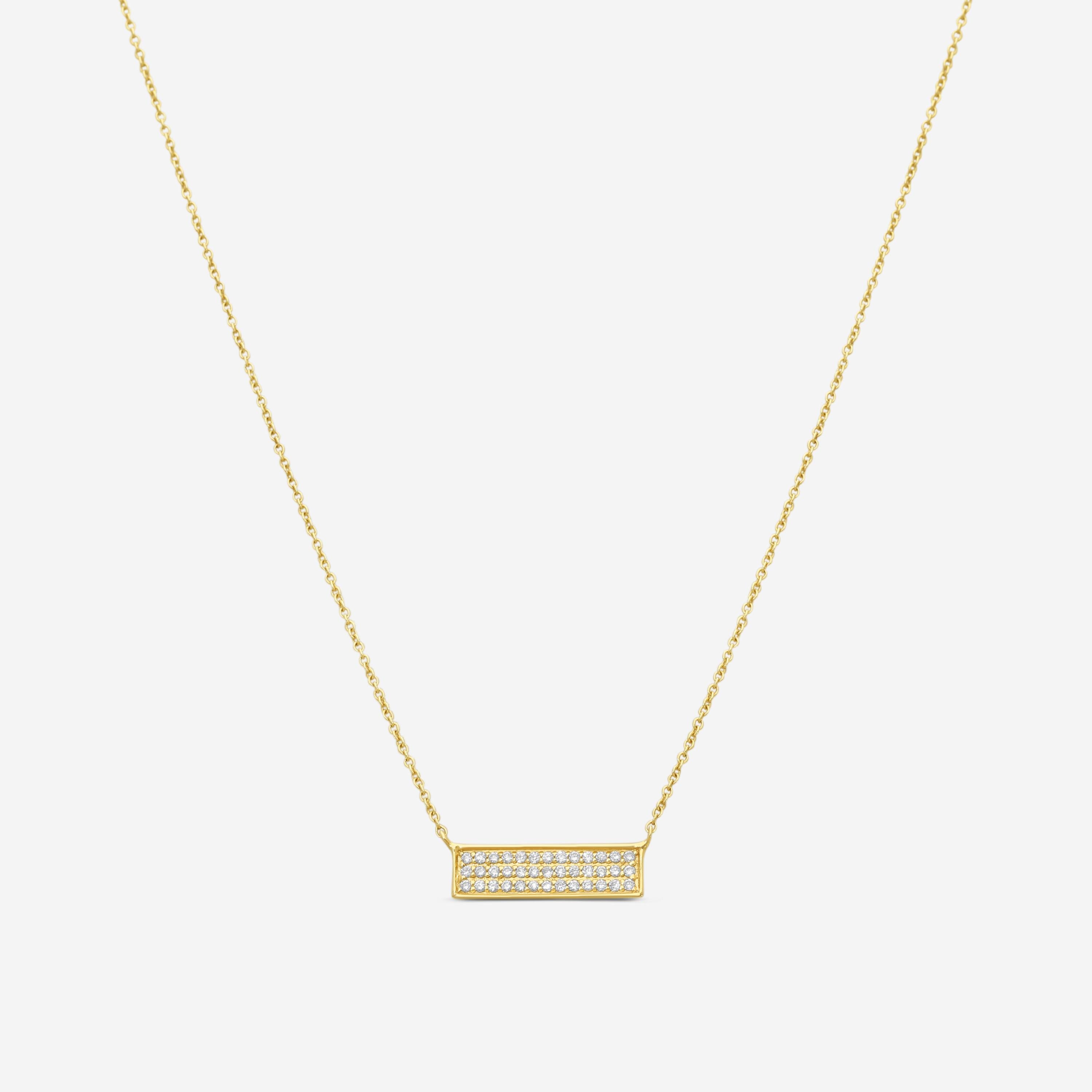 Sydney Evan 14K Yellow Gold Diamond Pavé Rectangle Pendant Necklace N32687-Y16T