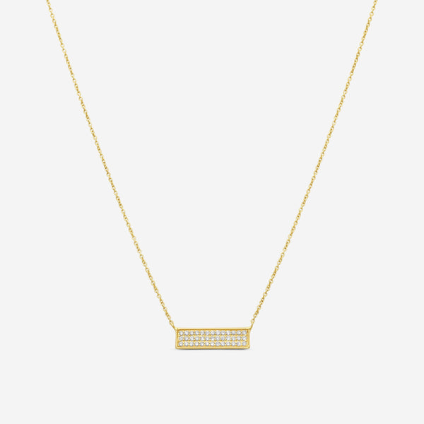 Sydney Evan 14K Yellow Gold Diamond Pavé Rectangle Pendant Necklace N32687-Y16T