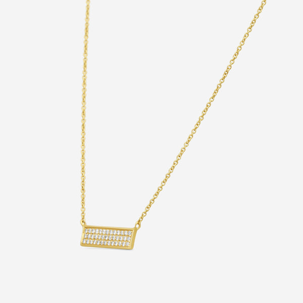 Sydney Evan 14K Yellow Gold Diamond Pavé Rectangle Pendant Necklace N32687-Y16T