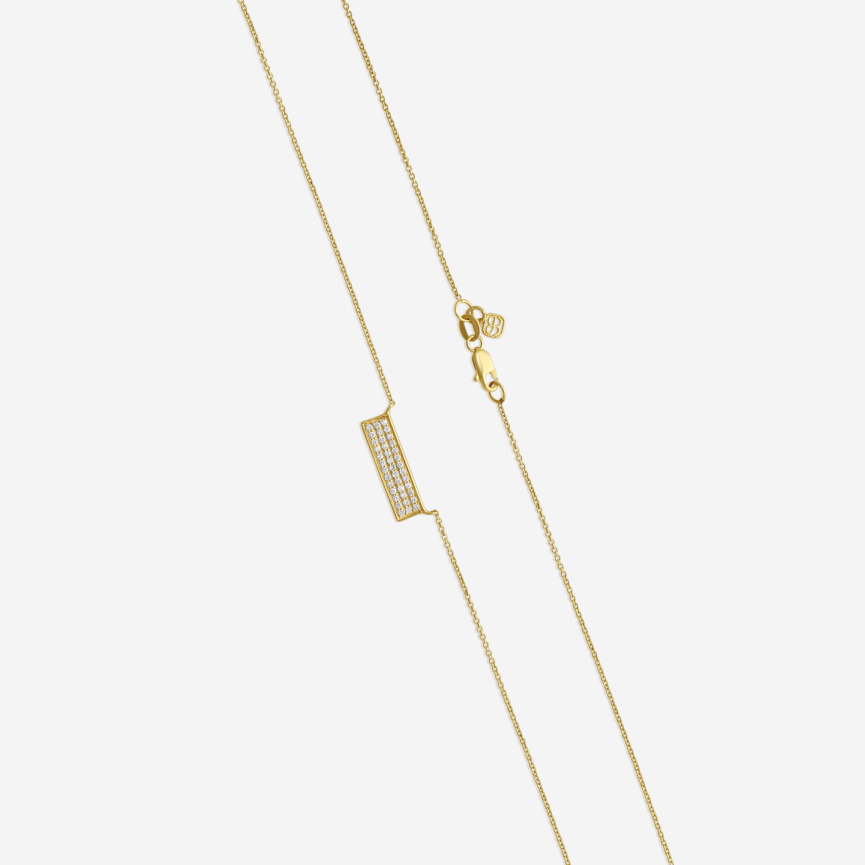 Sydney Evan 14K Yellow Gold Diamond Pavé Rectangle Pendant Necklace N32687-Y16T
