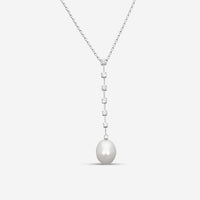 ASSAEL - Diamond & South Sea Cultured Pearl Pendant; Single Drop Pearl 14.1 X 11.3mm, 7 Diamonds 0.71 cts, 18KW w. Chain - N3562 - THE SOLIST