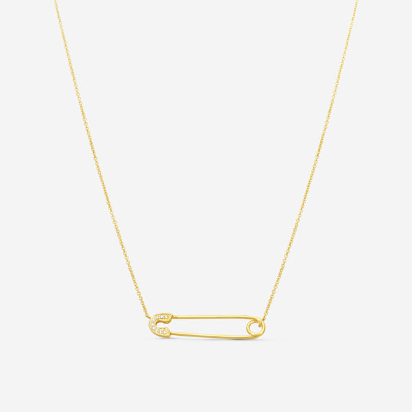 Sydney Evan 14K Yellow Gold Diamond Medium Safety Pin Pendant Necklace N35992-Y18XT