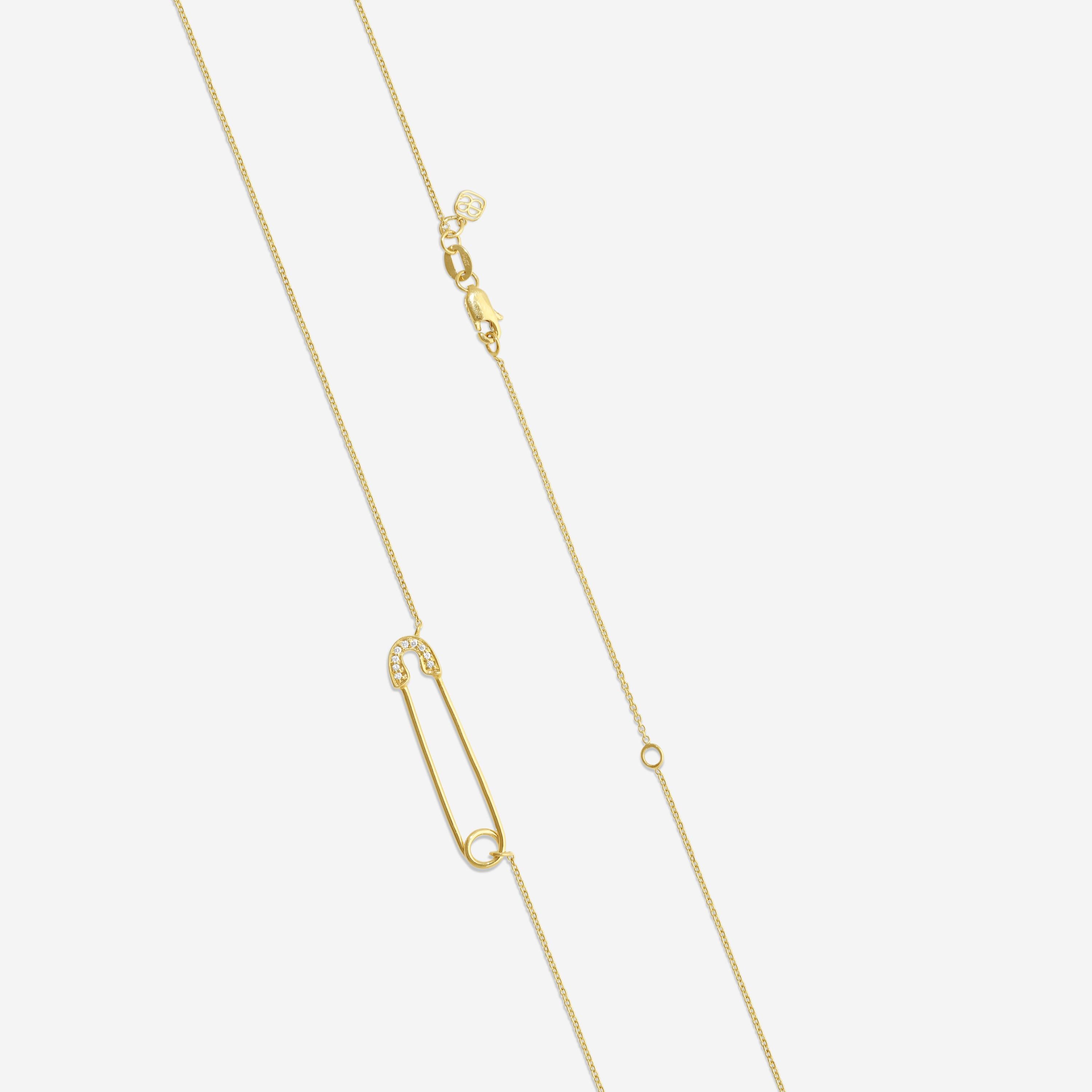 Sydney Evan 14K Yellow Gold Diamond Medium Safety Pin Pendant Necklace N35992-Y18XT