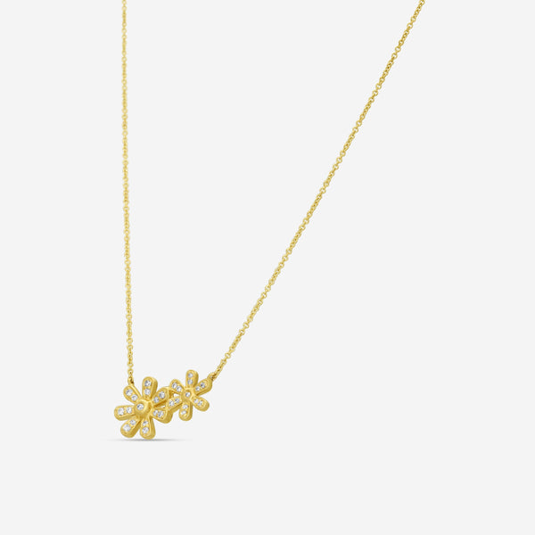 Sydney Evan Double Daisy 14K Yellow Gold Diamond Pendant Necklace N36308-Y18XT