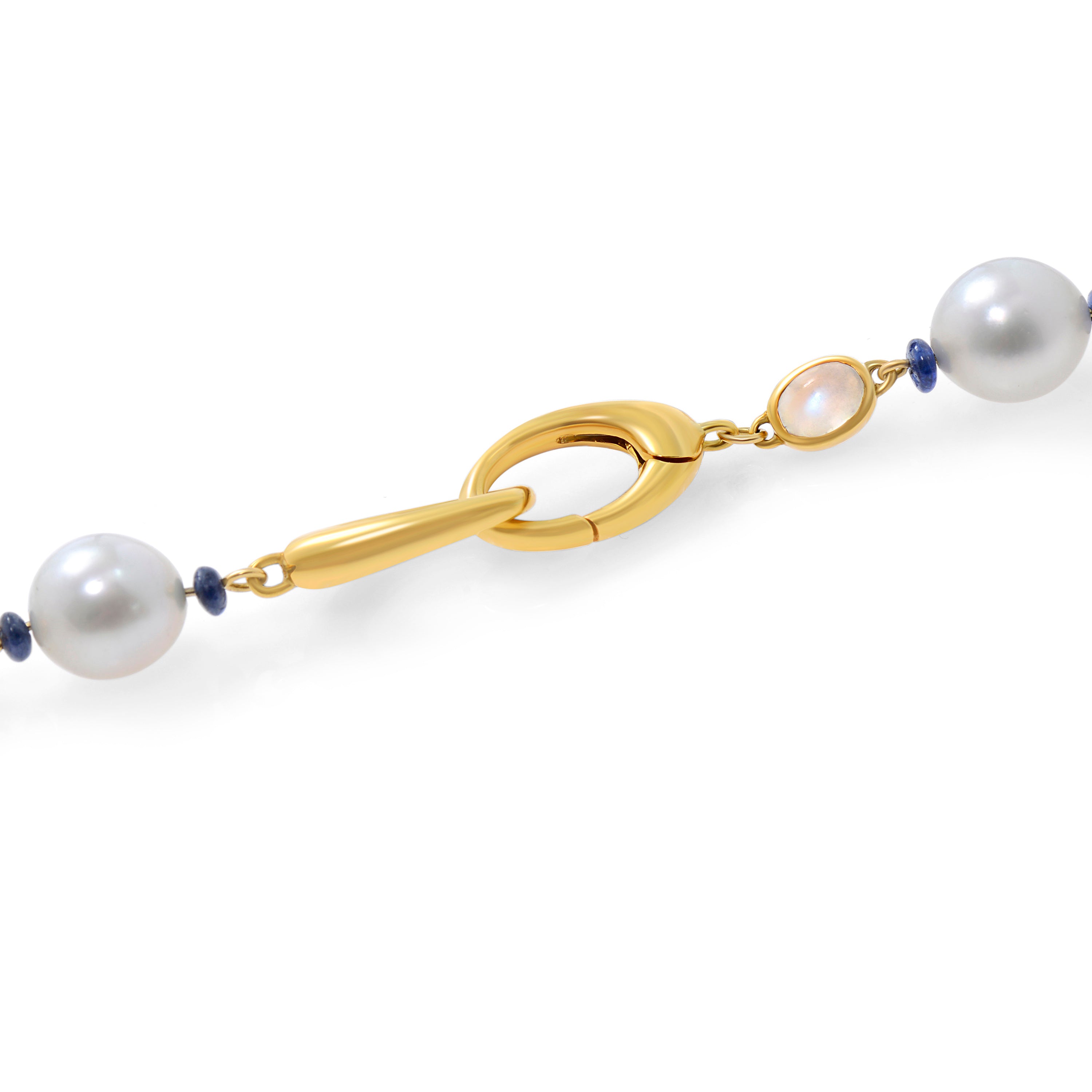 Assael 18K Yellow Gold, South Sea Cultured Pearl and Sapphire 21.14ct. tw. Station Necklace N4509 - THE SOLIST