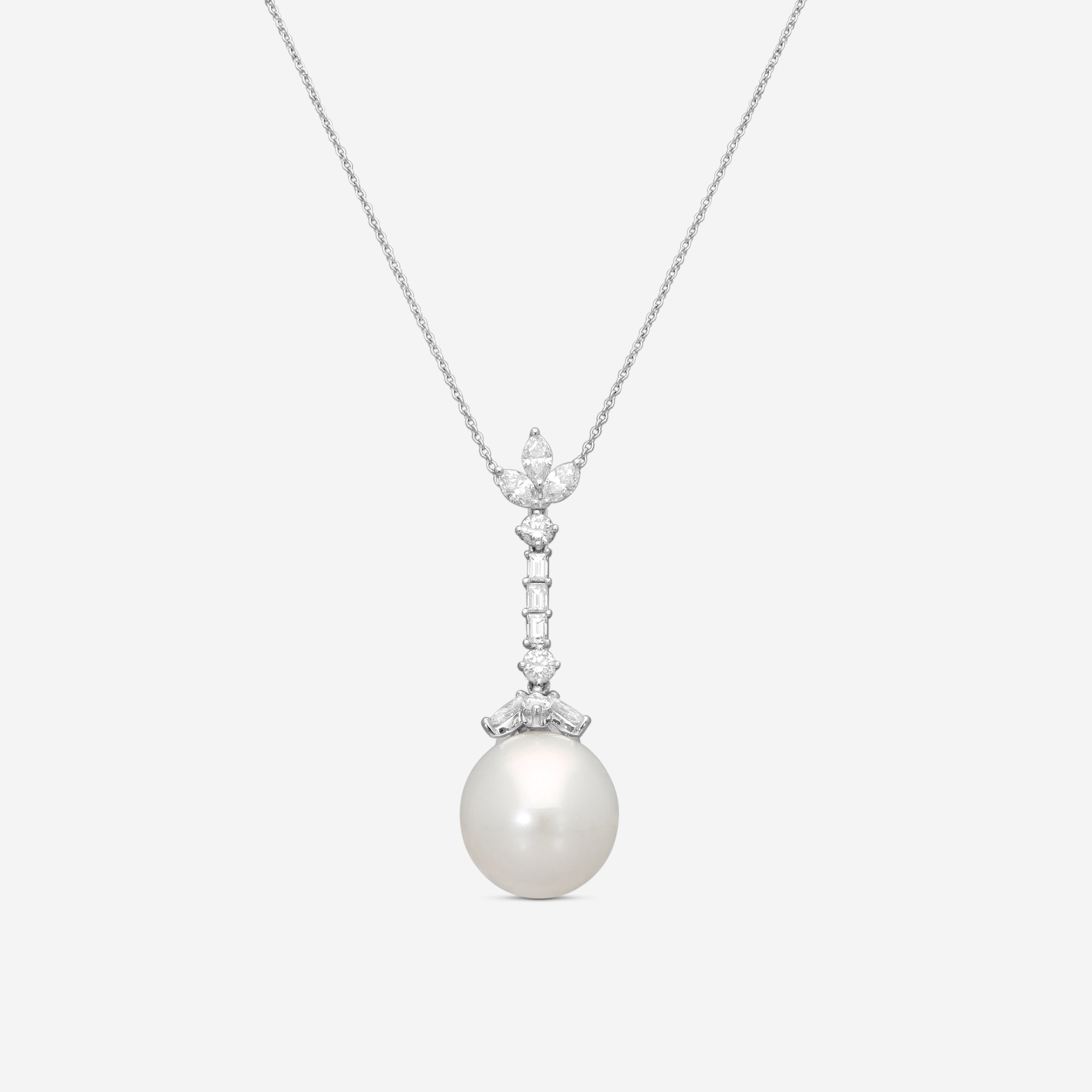 Assael Platinum South Sea Cultured Pearl & Diamond Pendant Necklace N4594 - THE SOLIST
