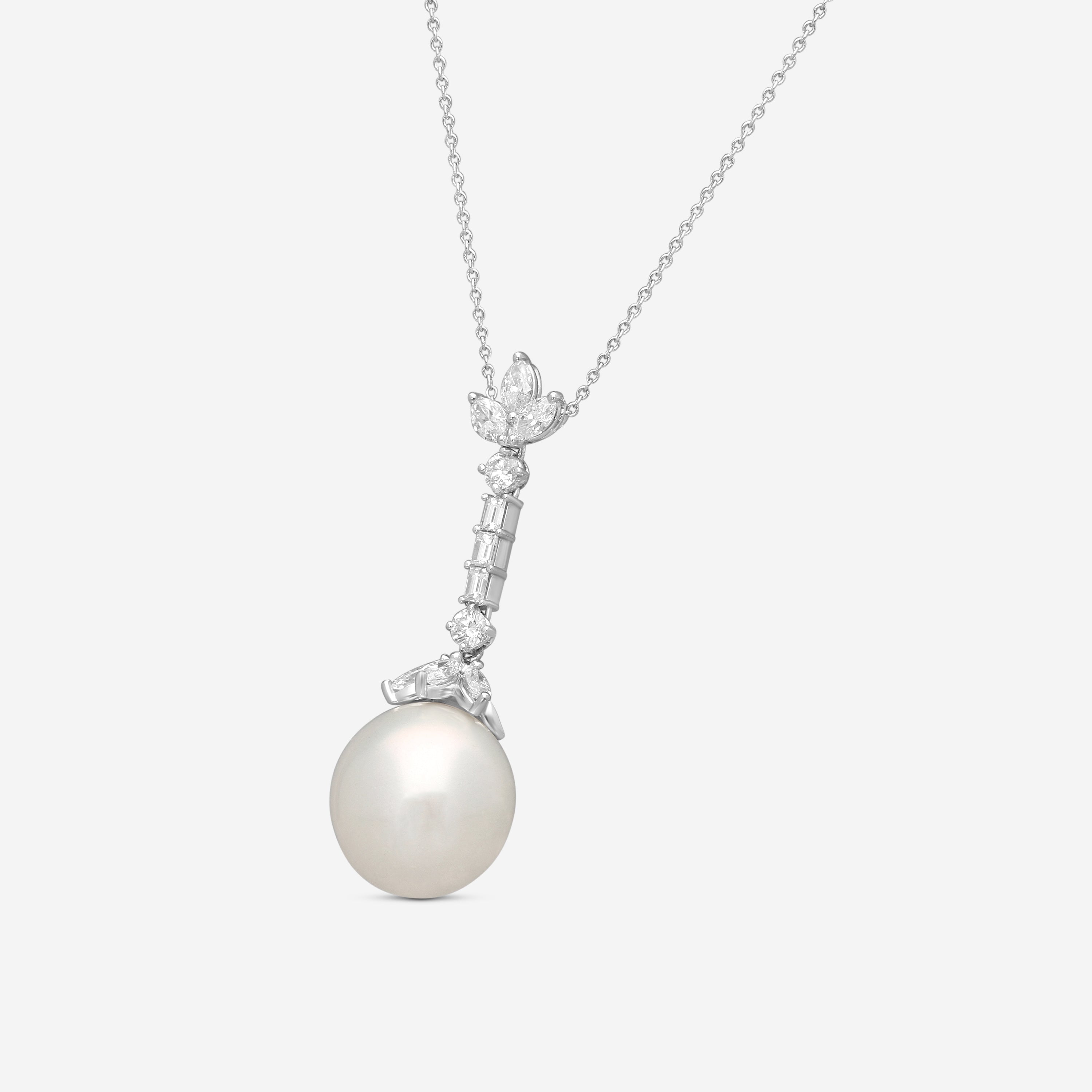 Assael Platinum South Sea Cultured Pearl & Diamond Pendant Necklace N4594 - THE SOLIST