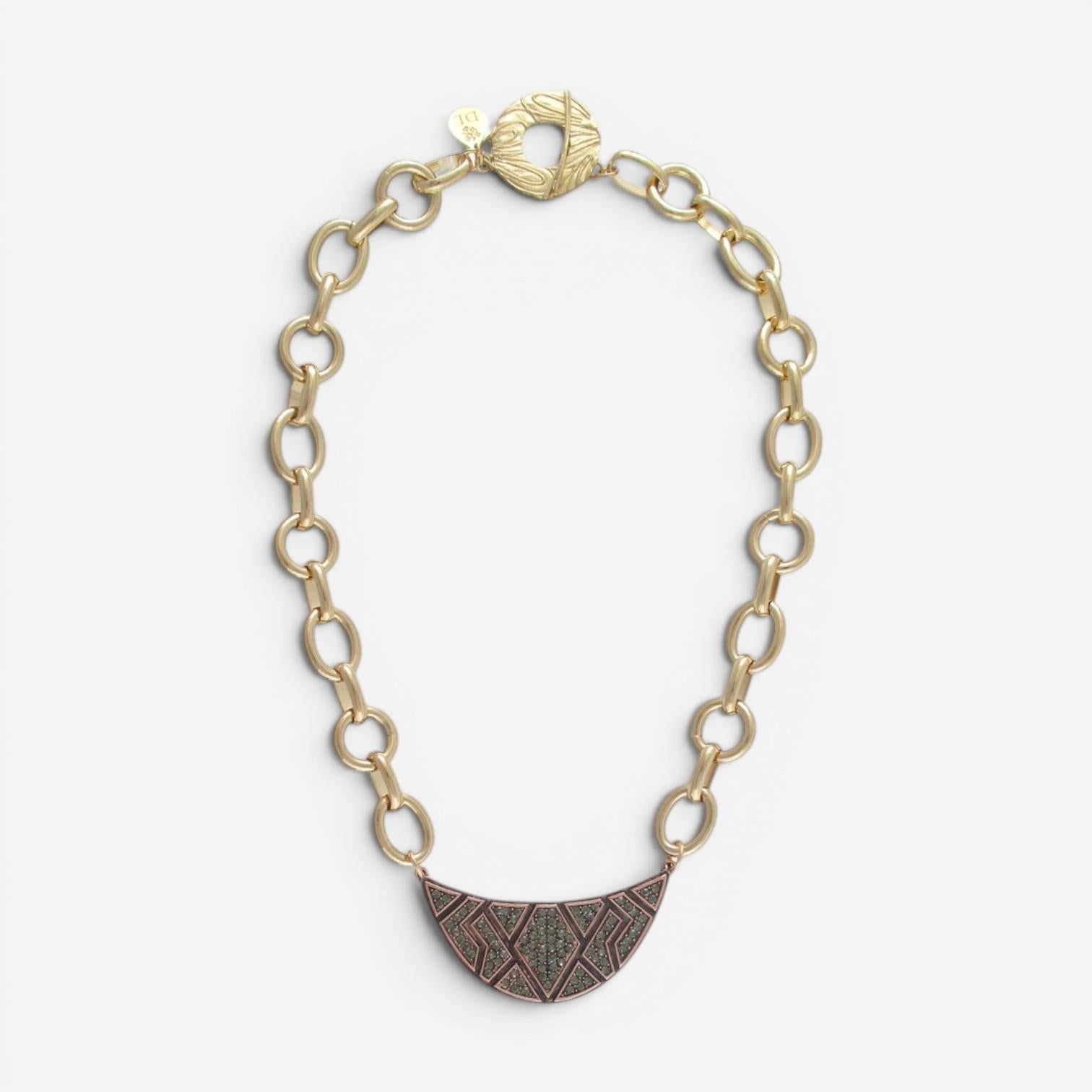 Devon Leigh 18K Rose Gold Plated Brass Hematite Pendant Necklace N4758