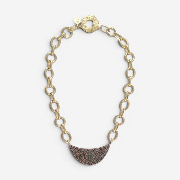 Devon Leigh 18K Rose Gold Plated Brass Hematite Pendant Necklace N4758