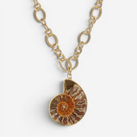 Devon Leigh 24K Yellow Gold Plated Ammolite & Gold Foil Pendant Necklace N4801
