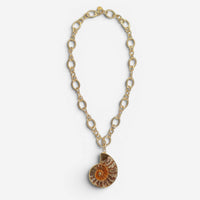 Devon Leigh 24K Yellow Gold Plated Ammolite & Gold Foil Pendant Necklace N4801