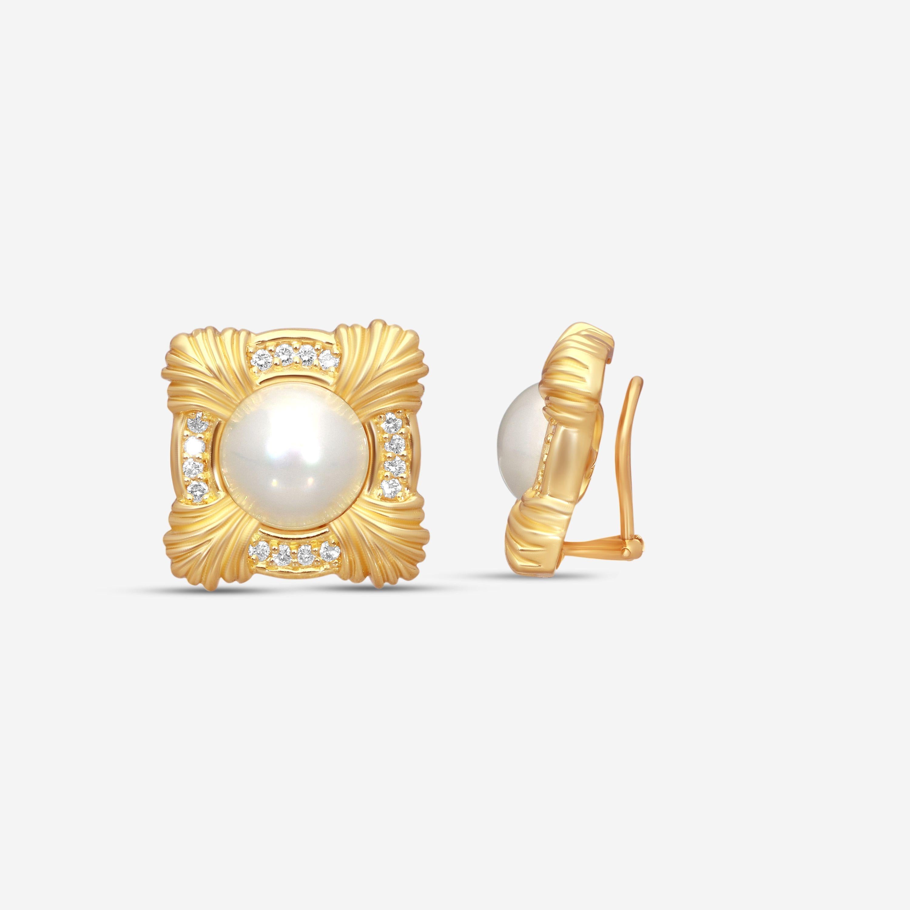 Suna 18K Yellow Gold Mabe & Diamond Earrings E2069MBY