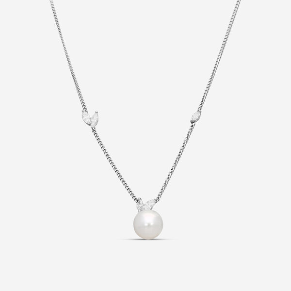 Assael La Feuille Platinum Cultured Pearl & Diamond Pendant Necklace N5042