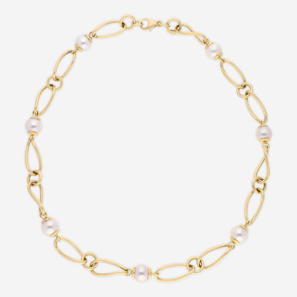 Ina Mar 14K Yellow Gold Fresh Water & Twist Oval Link Necklace N50626K4FWPY