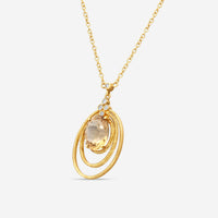 Leslie Greene 18K Yellow Gold Champagne Quartz & Diamond Pendant Necklace N51143