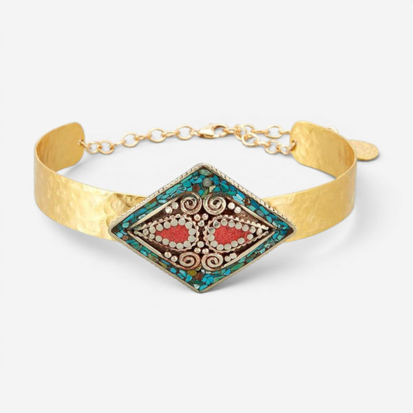 Devon Leigh 18K Yellow Gold Plated Brass Multi-Gemstone Choker Necklace N5754