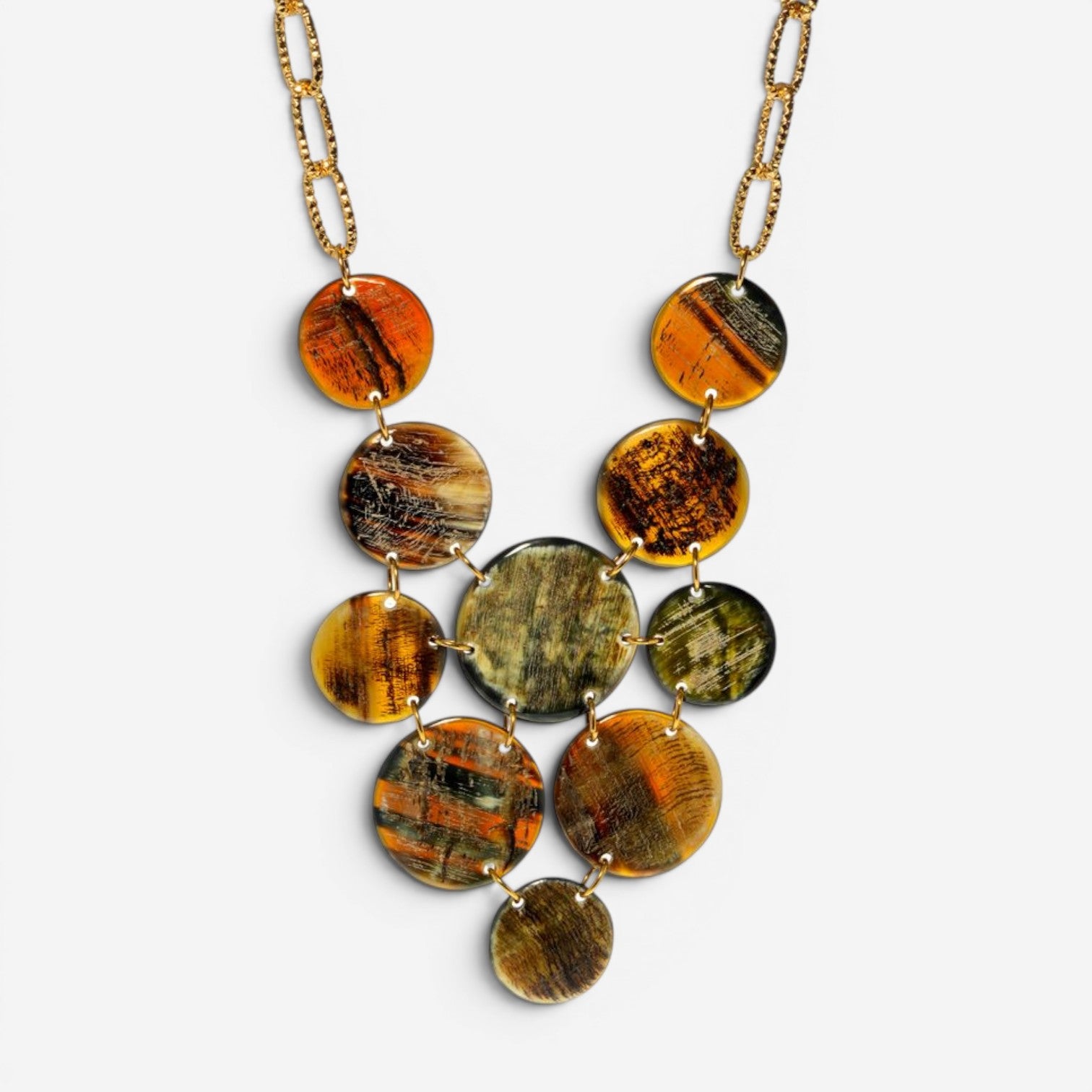 Devon Leigh Buffalo Horn 24K Yellow Gold Plated Brass Bib Necklace N5778-A