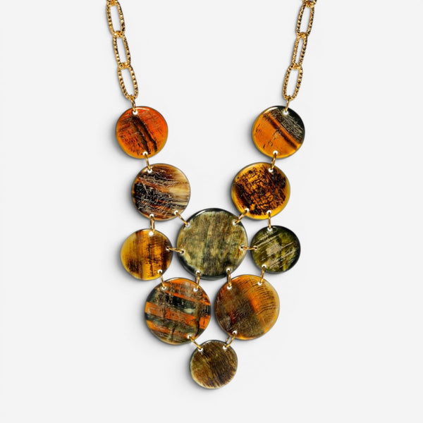 Devon Leigh Buffalo Horn 24K Yellow Gold Plated Brass Bib Necklace N5778-A