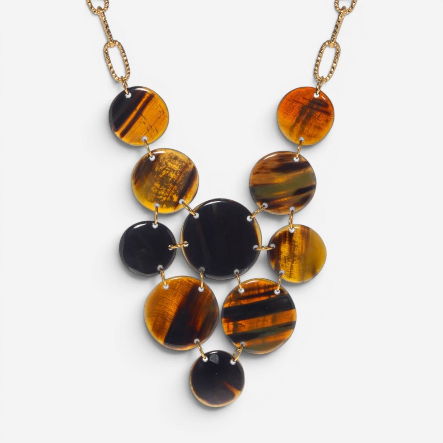 Devon Leigh Buffalo Horn 24K Yellow Gold Plated Brass Bib Necklace N5778-A