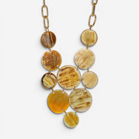 Devon Leigh 24K Yellow Gold Plated Brass & Buffalo Horn Bib Necklace N5778-B