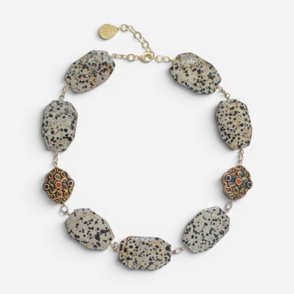 Devon Leigh 24K Yellow Gold Plated Brass Multi-Gemstone Collar Necklace N5821
