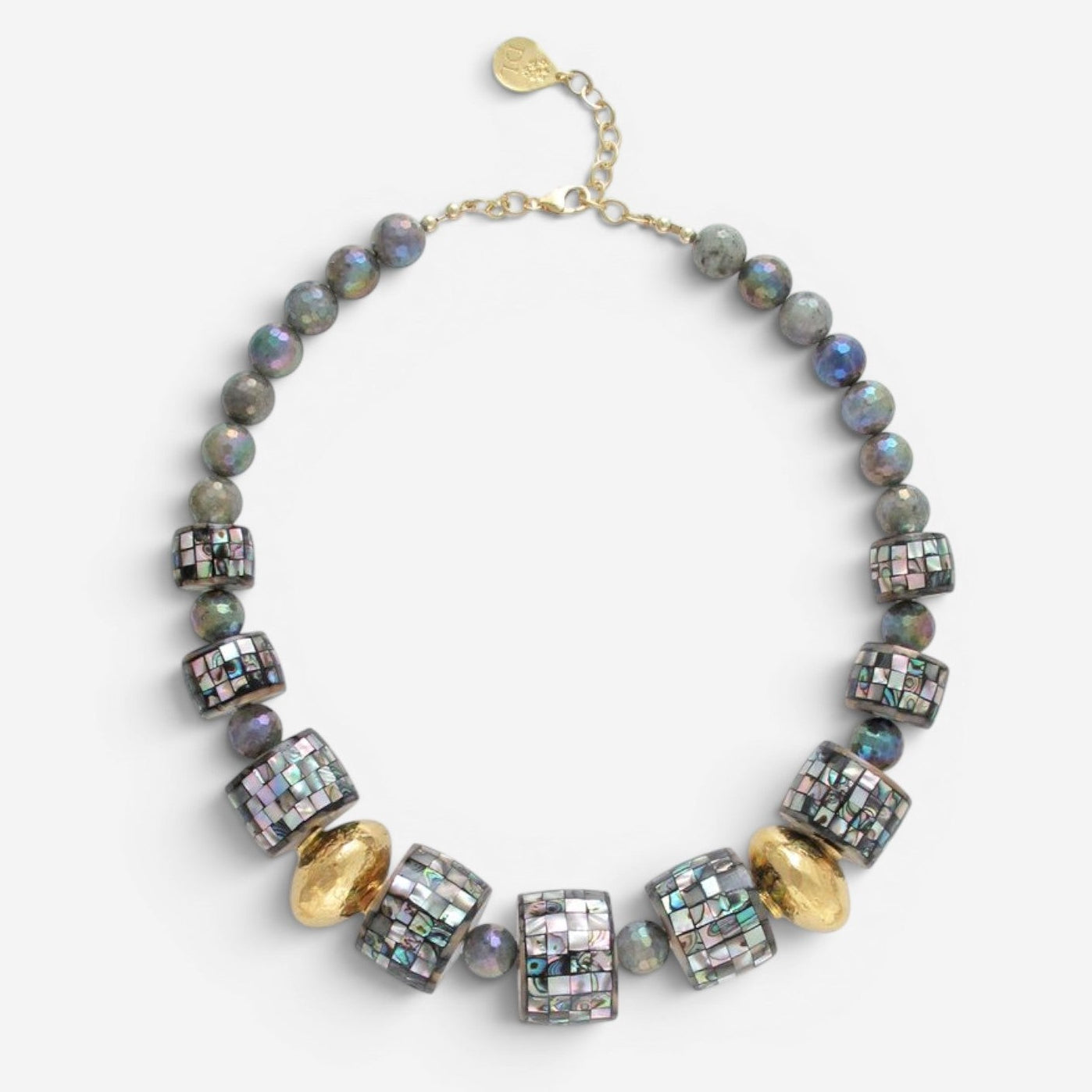 Devon Leigh 18K Yellow Gold Plated Brass Multi-Gemstone Collar Necklace N5823