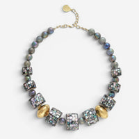 Devon Leigh 18K Yellow Gold Plated Brass Multi-Gemstone Collar Necklace N5823