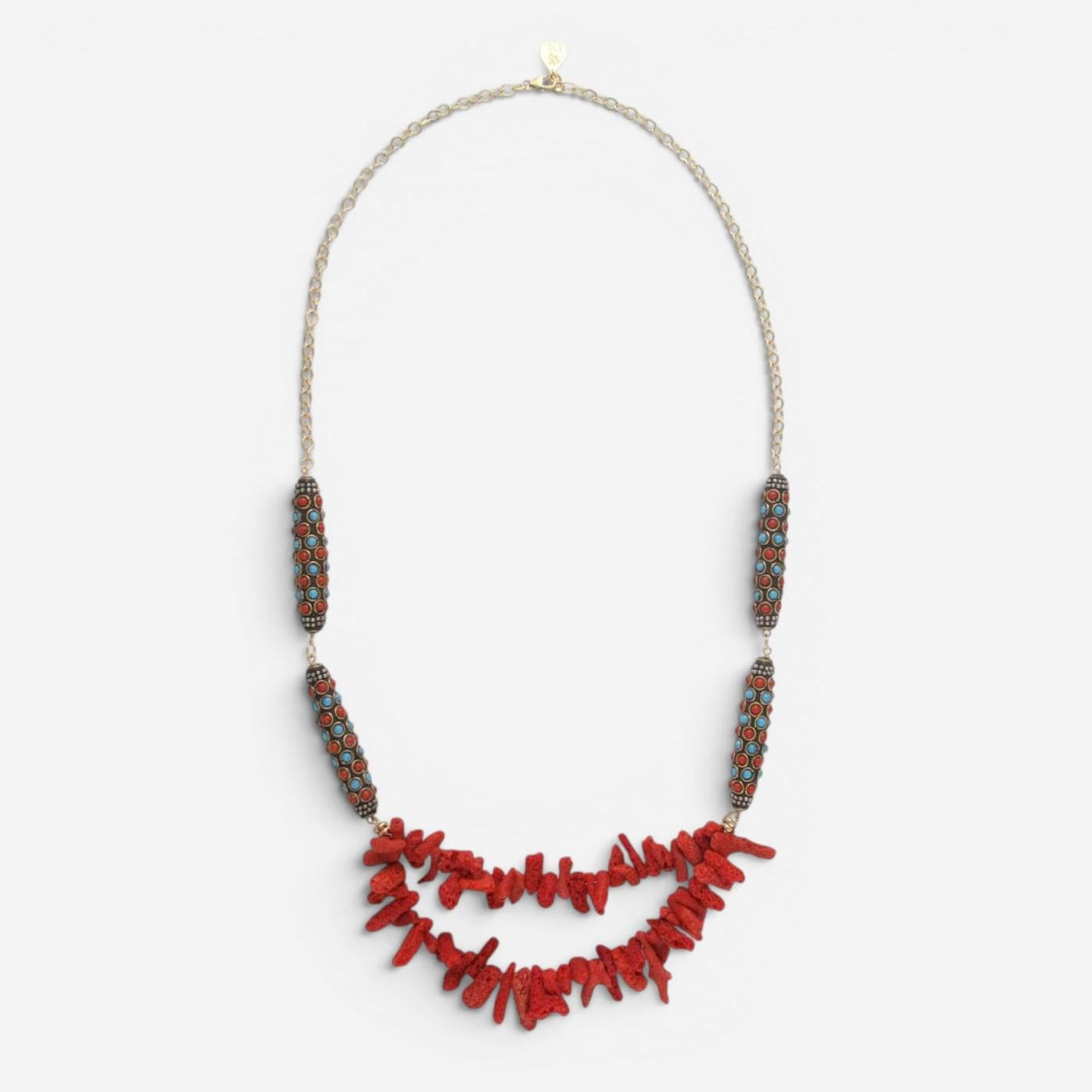 Devon Leigh 24K Yellow Gold Plated Brass Multi-Gemstone Multi Strand Necklace N6