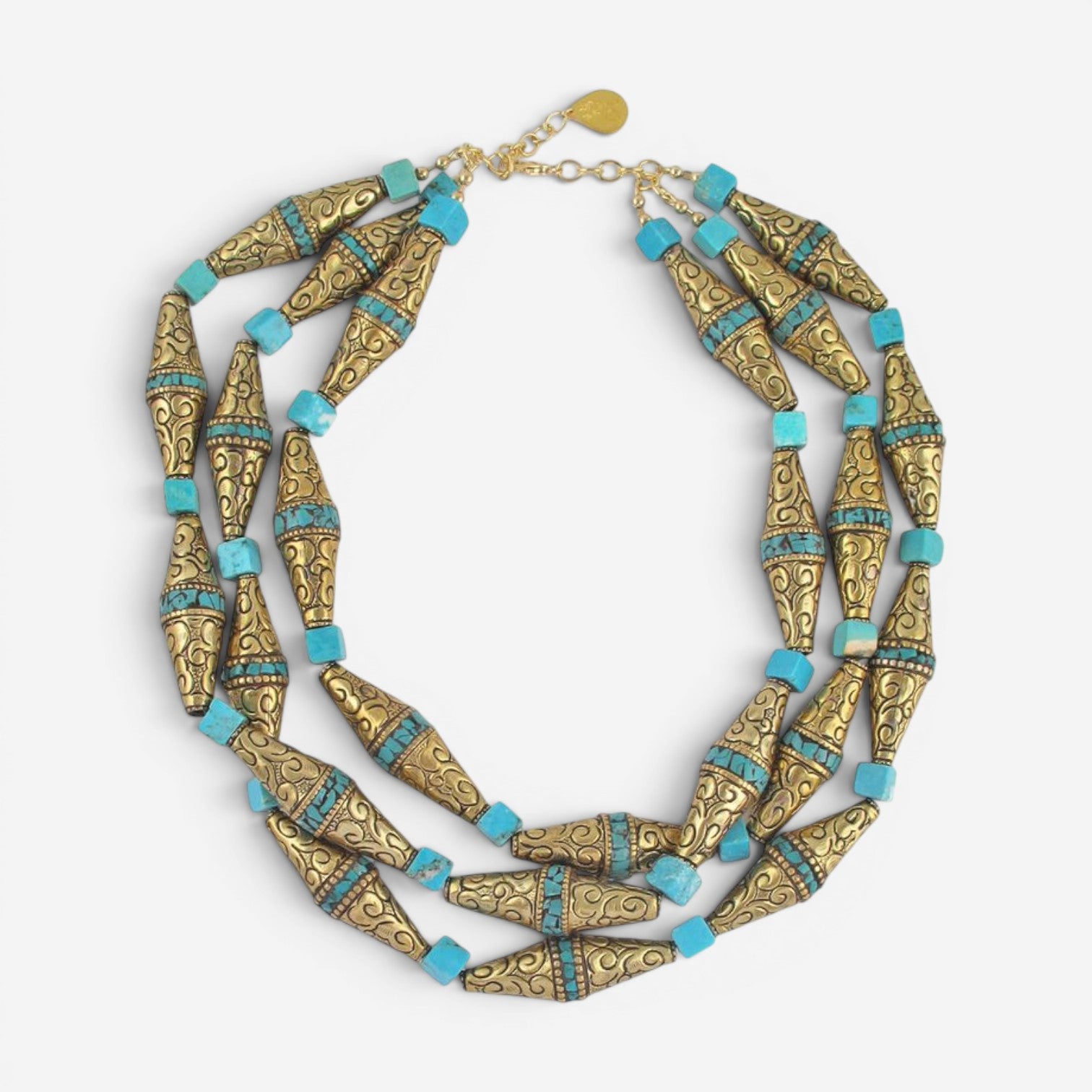 Devon Leigh 24K Yellow Gold Plated Brass Multi-Gemstone Multi Strand Necklace N6075