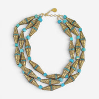 Devon Leigh 24K Yellow Gold Plated Brass Multi-Gemstone Multi Strand Necklace N6075