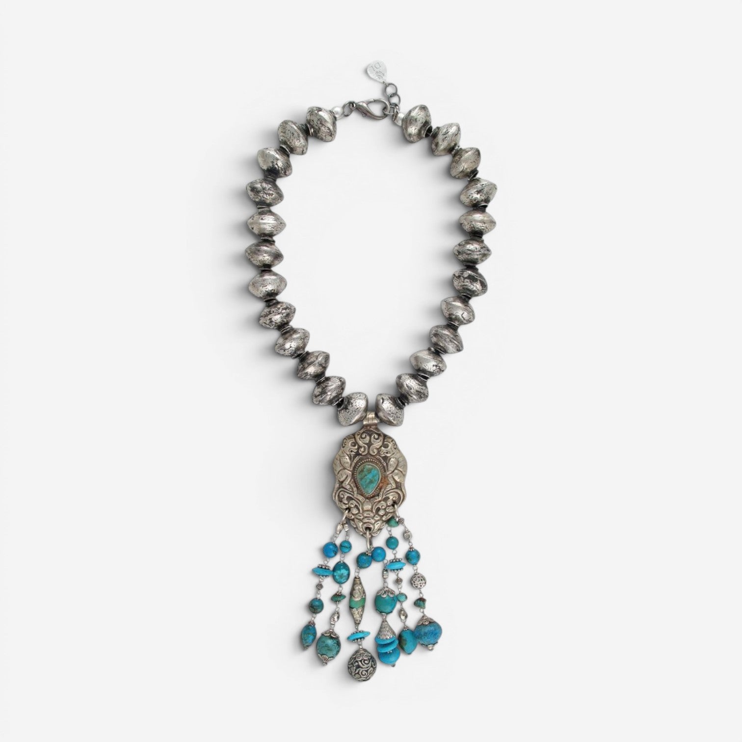 Devon Leigh Brass Turquoise Pendant Necklace N6203