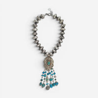 Devon Leigh Brass Turquoise Pendant Necklace N6203