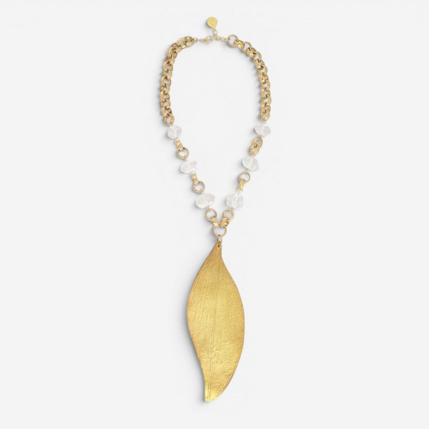 Devon Leigh 18K Yellow Gold Plated Brass Clear Quartz Pendant Necklace N6321