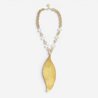 Devon Leigh 18K Yellow Gold Plated Brass Clear Quartz Pendant Necklace N6321