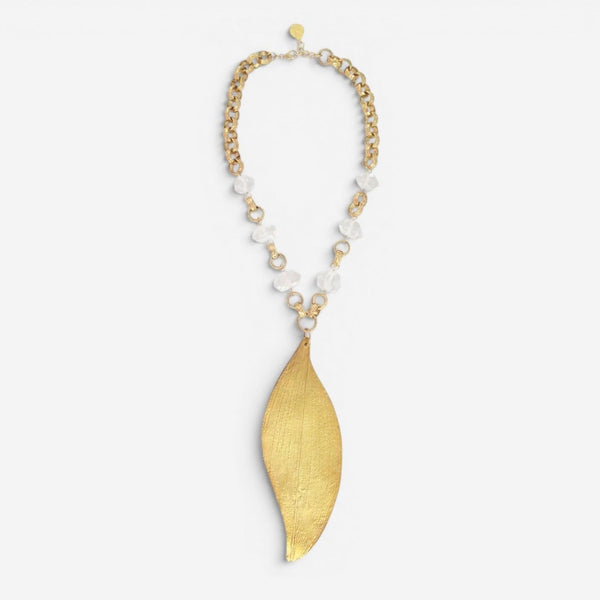 Devon Leigh 18K Yellow Gold Plated Brass Clear Quartz Pendant Necklace N6321