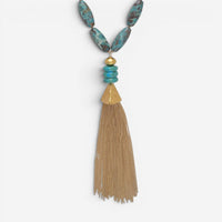 Devon Leigh 18K Yellow Gold Plated Brass Multi-Gemstone Tassel Necklace N6443