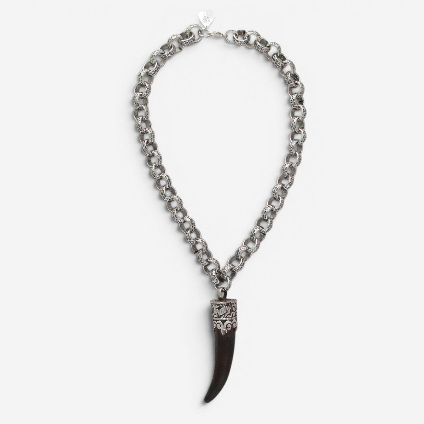 Devon Leigh Silver Plated Brass Buffalo Horn Pendant Necklace N6473